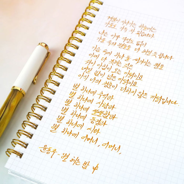 Writing sample in Wearingeul Reservoir Ring Notebook A5 on 4mm grid paper.