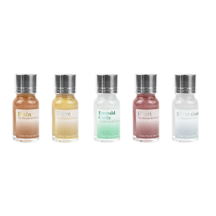 Assorted Wearingeul The Wonderful Wizard of Oz Glitter Potions ink bottles in multiple colours.