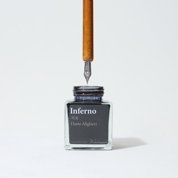 Wearingeul writer’s nib 40 mm shown alongside ink bottle.