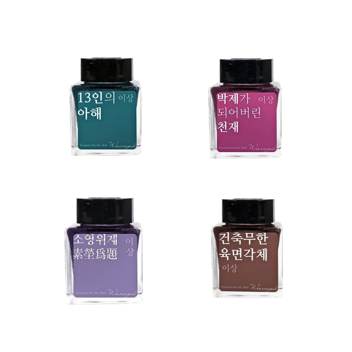 Assorted Wearingeul Yi Sang Literature fountain pen ink bottles in multiple colours.