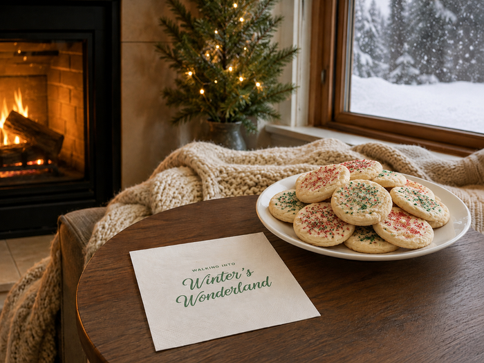 Winter Wonderland Cocktail Napkins, 50-Pack, 3-ply, Elegant Holiday & Party Decor Napkins