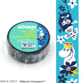 Close-up of Moomin Film Clear Tape Flower LG, showing vibrant floral and Moomin character designs on a transparent background.