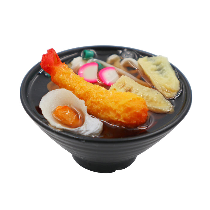 World Craft miniature food sample magnet of a noodle bowl with tempura prawns.