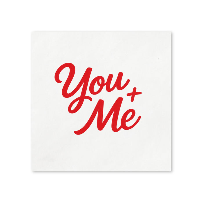 You + Me Red Script Valentine’s Day Cocktail Napkins, 50-Pack, 3-ply, Valentine’s Day Party Decor