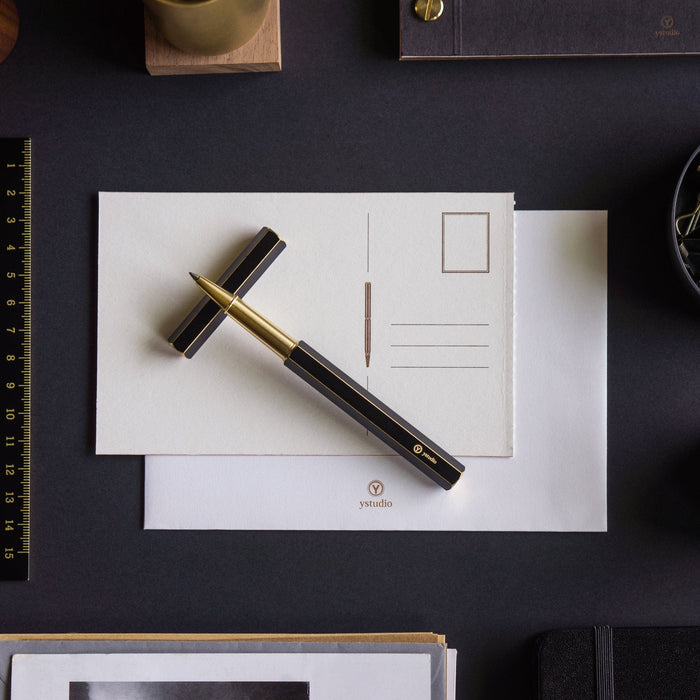 ystudio Brassing - Rollerball Pen (Black) - The Journal Shop