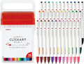 Zebra Clickart 36-Pack Water-Based Pens in a variety of colours including standard, light, and dark shades, featuring retractable, capless design.