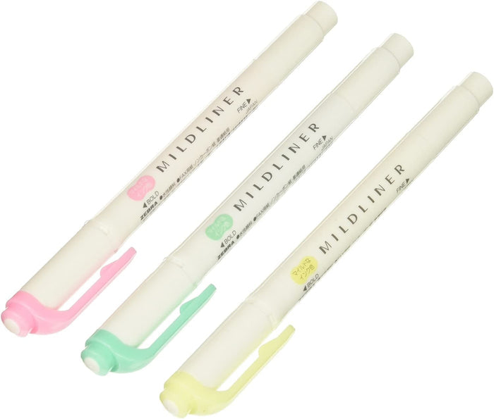 Zebra Highlighter Mildliner 3 Colour Set - The Journal Shop